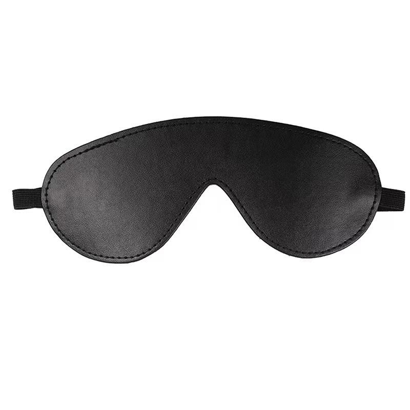 For SM Sensory Play Unisex Bondage Restraint Gear Erotic Blindfold Leather Mask With Adjustable Buckle Blackout Eye Cover