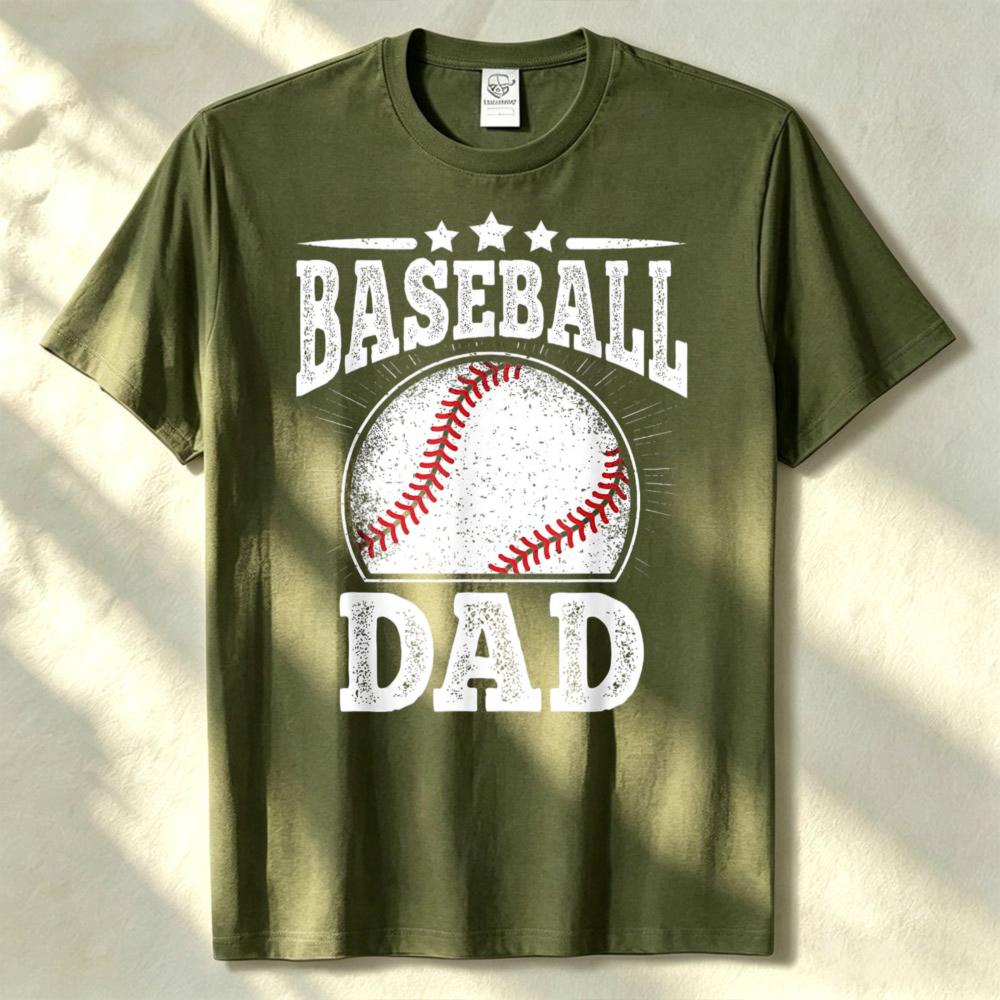Baseball Dad Graphic Round TShirt Fathers Day Gift For Dad Funny Outdoors High Quality Cotton ShortSleev Breathable Casual