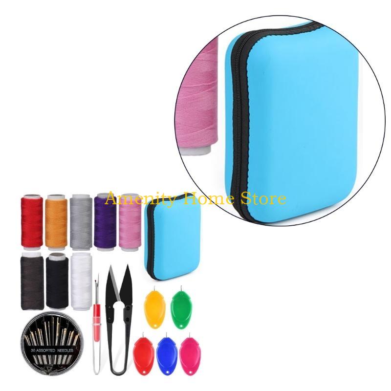 F26C Kit da Cucito da Viaggio Set da Cucito in Pelle Adulto Forniture Professionali da Cucito Include Ago, Filo, Scucilino per Principianti