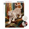 White Tiger Pearl Kit 5D DIY Round Rhinestone Art for Adults Relaxing Handmade Wall Decor National Day Gift Frameless Design