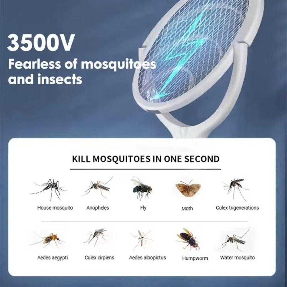 Rotating Head Electric Fly Swatter Racket 5 In 1 Fruit Fly Trap Mosquito Swatter  Indoor