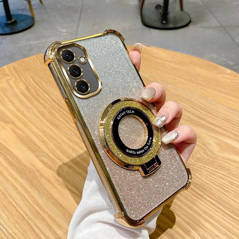 Luxury with bracket Glitter Case For Samsung Galaxy A06 A05 A05S A14 A15 A16 A25 A26 A56 A34 A35 A36 A52 A53 A54 A55 Case Holder