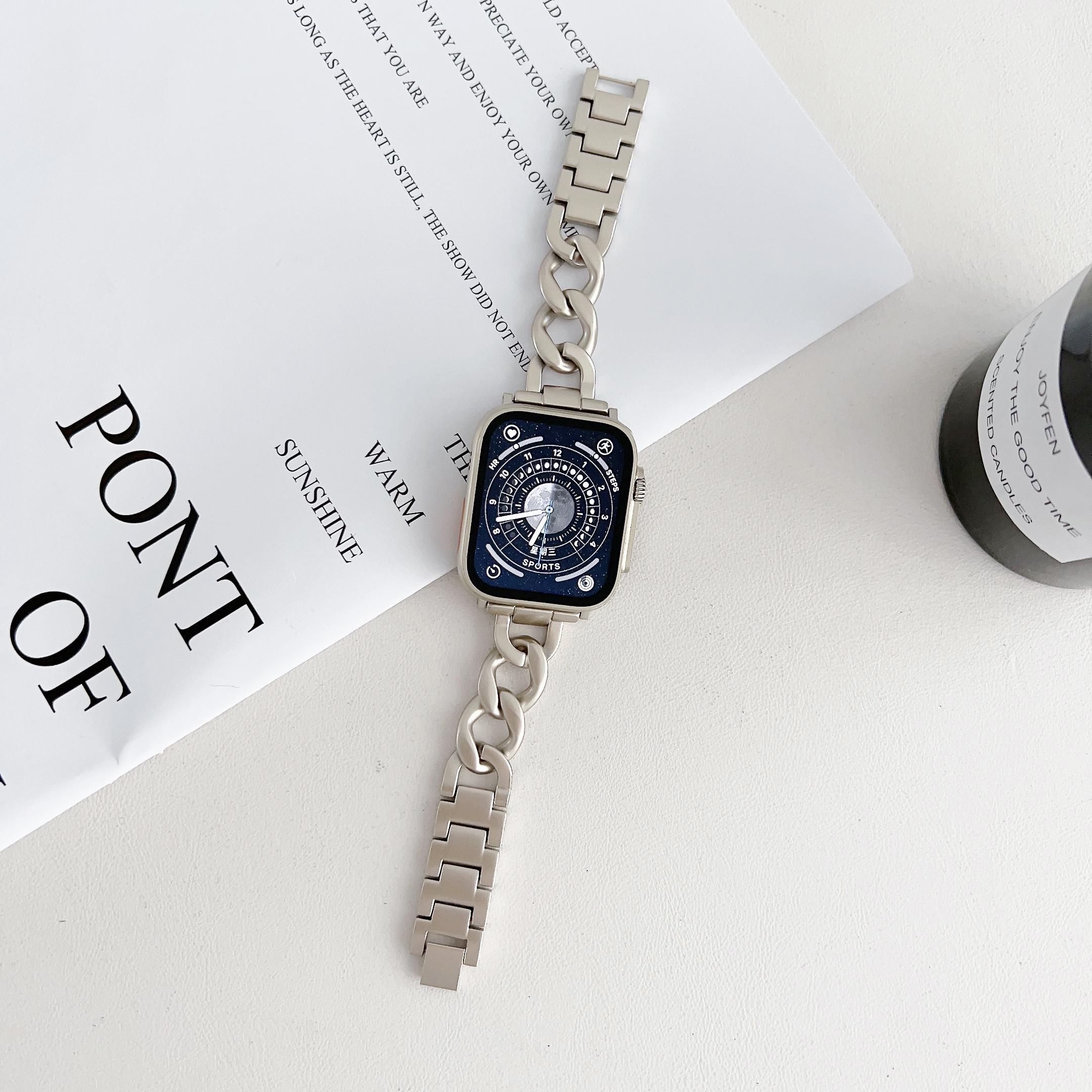 

Роскошный металлический ремешок для часов для Apple Watch Ultra 8 7 6 5 4 Starlight стальной ремешок-цепочка для iWatch 38 мм 41 мм 42 мм 44 мм 45 мм 40 мм 49 мм 42 or 44 or 45mm