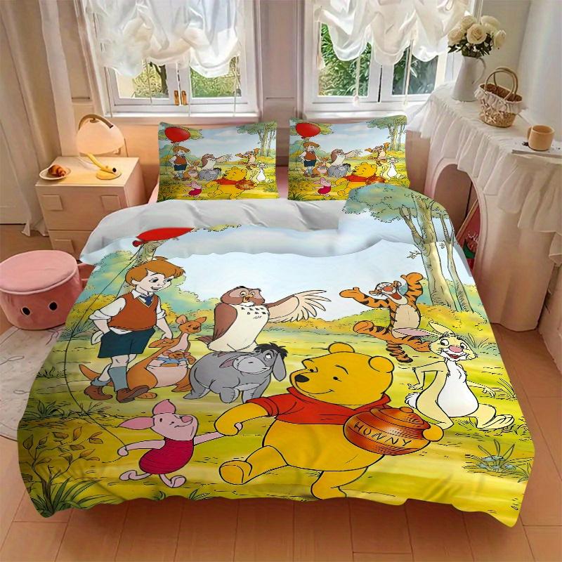 Set Lenzuola 3 Pezzi Winnie the Pooh e Amici (1 Copripiumino + 2 Federe, Senza Imbottiture) D092