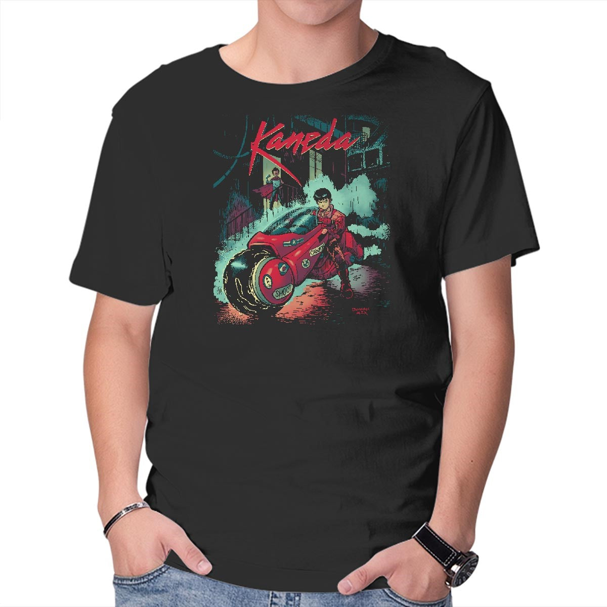 Unisex Crew Neck T-Shirt Neo Tokyo Rain Graphic Short Sleeve Casual Tee L