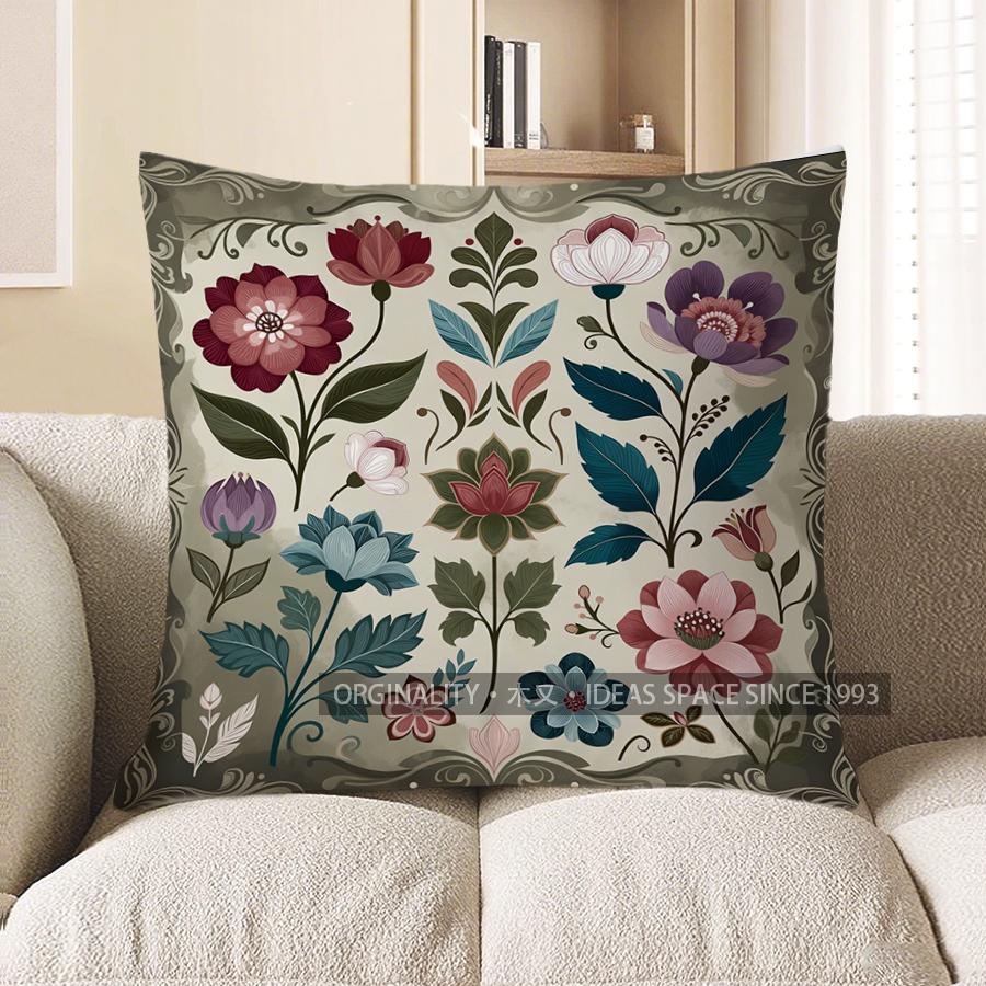 2D Floral Patterned Pillow Covers For Cozy Decor Pattern Cushion Cover Suitable For Sofa Bedroom Car Pillow Cover