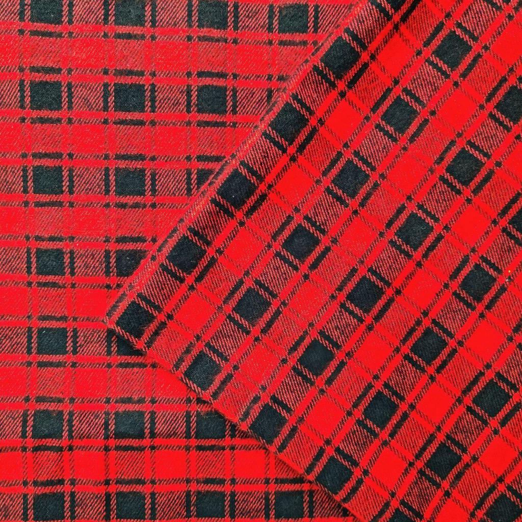 Spring/Summer Red Plaid 100% Cotton Brushed Fabric for Women's, Children's Clothing & Luggage, Windbreaker, JK Pleated Skirt Customization