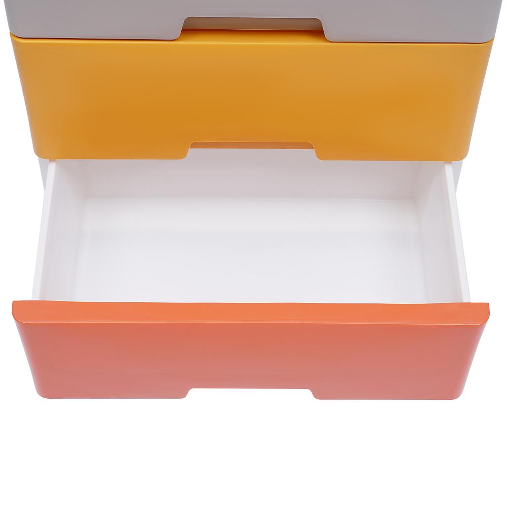 5-Drawer Storage Cabinet Organizer, PP Plastic Rolling Dresser with Wheels for Home Office, Large Capacity Vertical Shelves