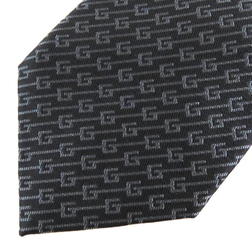 Excellent GUCCI tie G logo regimental stripes Dark brown gray silk mens Used