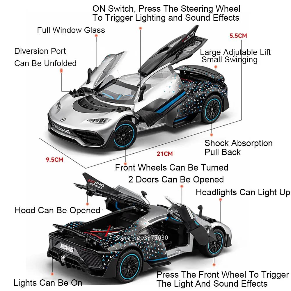 1:24 SLR ONE Sports Car Toy Model Light Music Pull Back Lift Tail Wing Simulation Supercar Miniature Models Collection Gifts