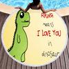 Cartoon Dinosaur Beach Towel with Tassels Polyester Sand Resistant Round Beach Blanket,Quick Dry Pool Towel Portable Picnic Mat