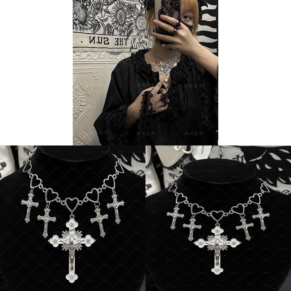 Bohemian Heart Cross Necklace With Geometric Alloy Pendant For Women