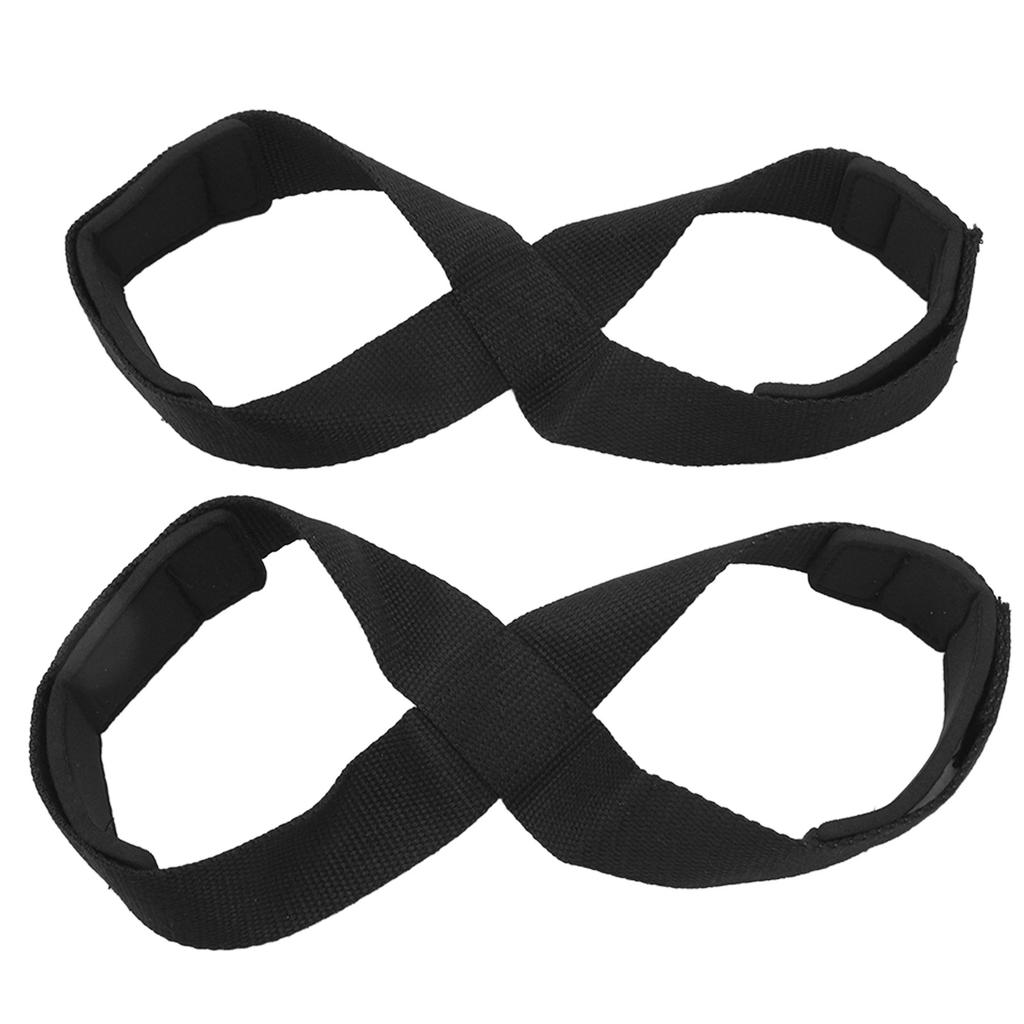 A Pair Figure 8 Lifting Straps Weightlifting Straps Antislip Deadlifting Straps Strength Training Black