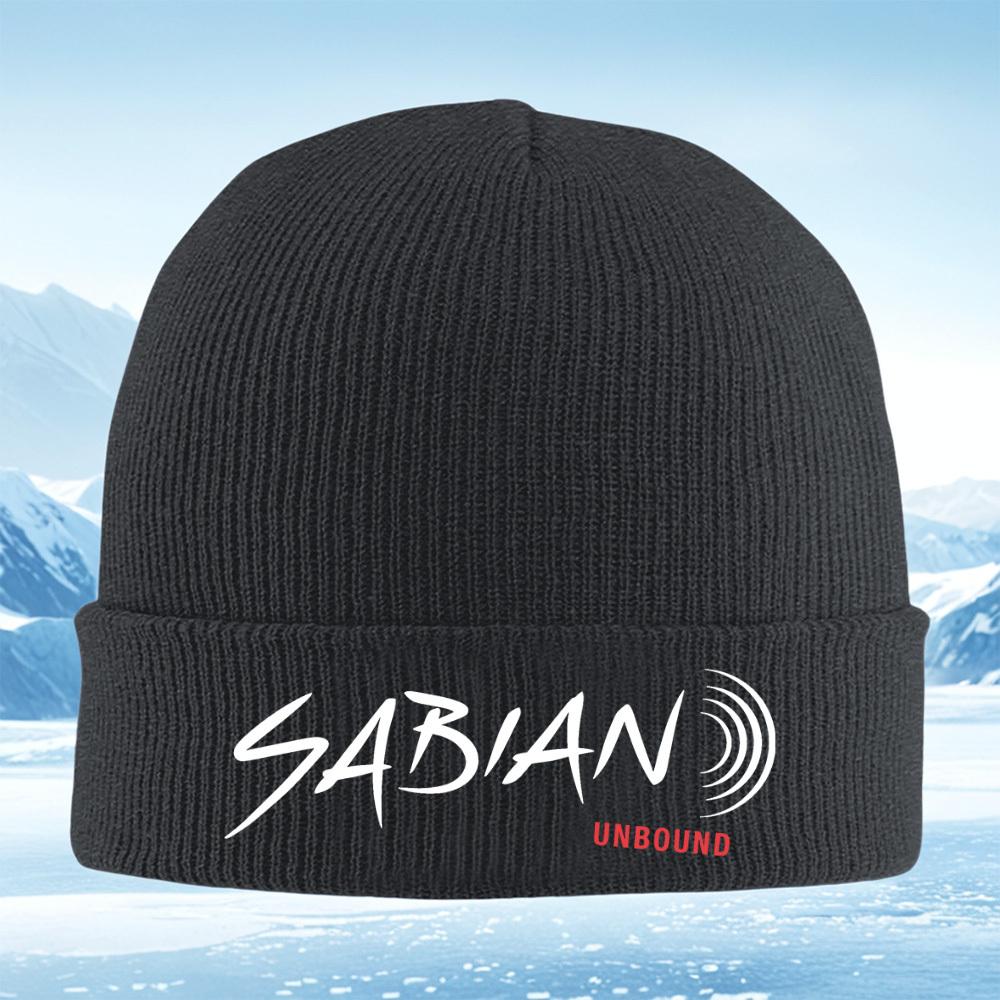 Musical Logo with Sound Waves and Unbound Design Men Women Unisex Knitted Hat Beanie Pullover Cap Winter Thermal Warm Christmas