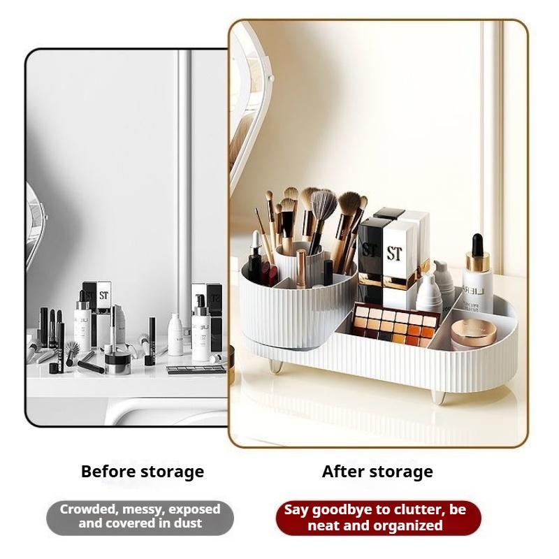 360°Rotating Makeup Organizer for Vanity Makeup Brush Holder Cosmetic Organizer Lipstick Eyebrow Pencil Holder Jewelry Container