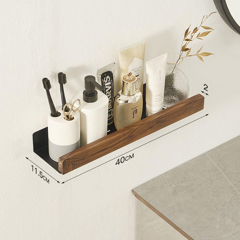 Wood Bathroom Shelving Wall Mounted Toilet Storage Holder Shampoo Shower Storage Rack Aluminum Kitchen Storage Rack White/Black