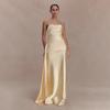 European and American women's clothing summer new satin tube top sexy halter pleated streamer dress hip dress