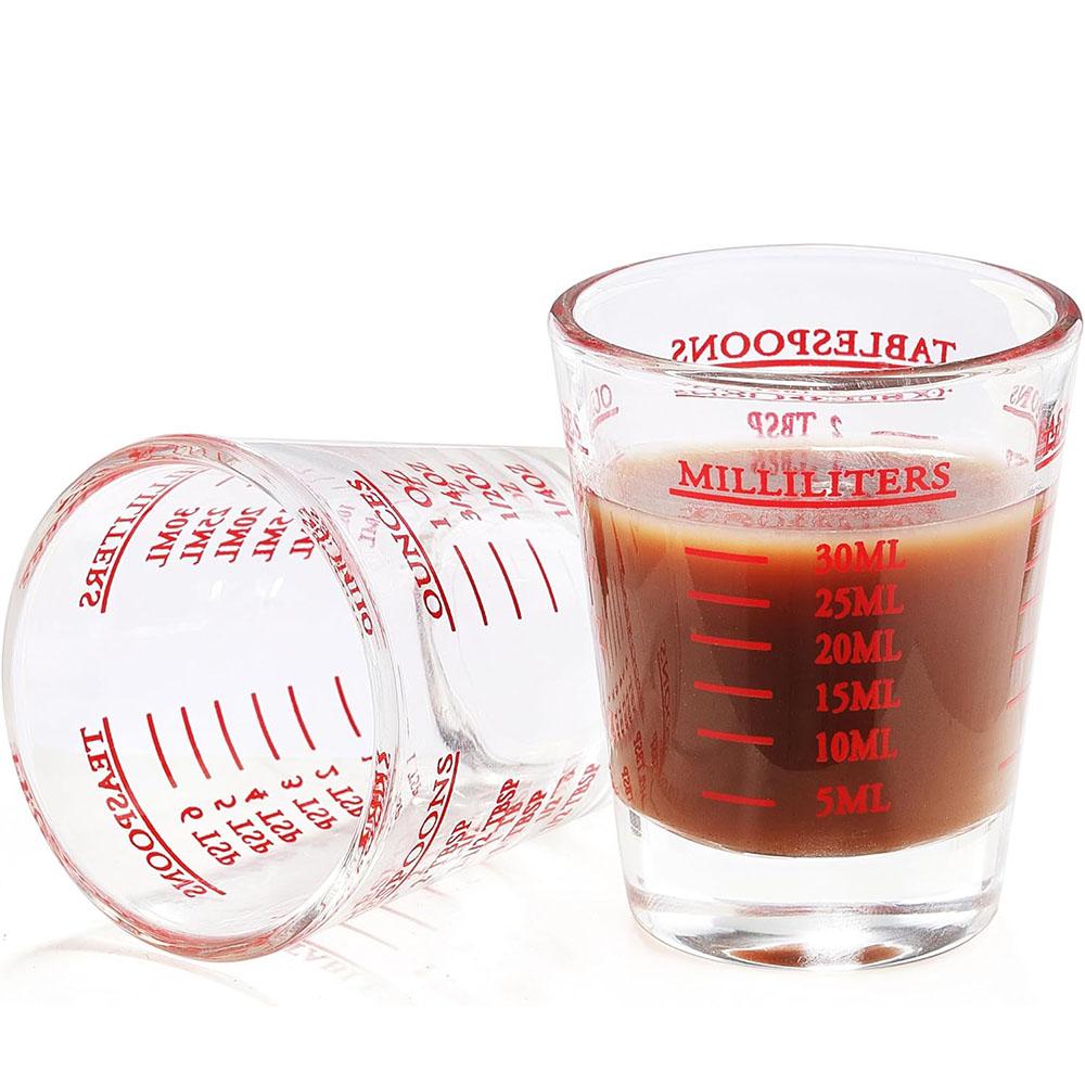 Shot Glass Measuring Cup, Thick Base Liquid Measuring Cup for Espresso Shot Glass,Measuring Glasses,4 Different Units of Measure