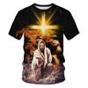 Summer fashion creative design cross lion 3D printing personalized Christian art T-shirt