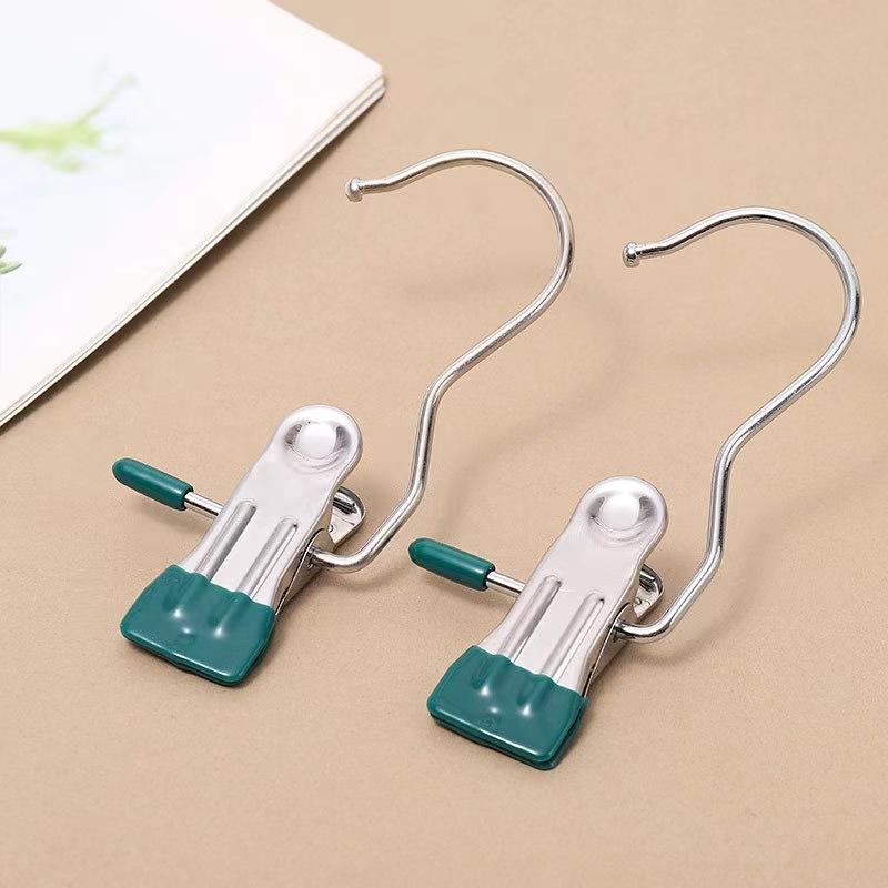 10pcs Stainless Steel Clothespins with Hook Laundry Organizer Portable Hanging Clip Closet Hanger Efficient Clothes Management