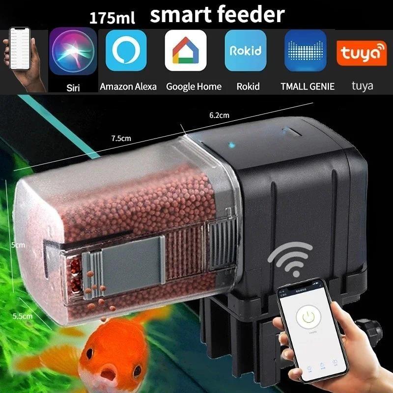 100ML/450ML/175ML/200ML Alimentador Automático para Aquário Controle Remoto Inteligente Sem Fio Máquina de Alimentar Peixes Dispensador de Comida com Temporizador para Aquário