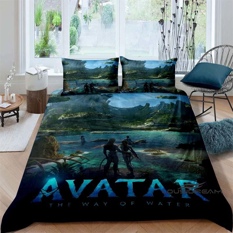 The Avatar: The Way of Water Print Bedding Set Includes 1 Duvet Cover and 2 Pillowcases, Offering Luxurious Comfort.