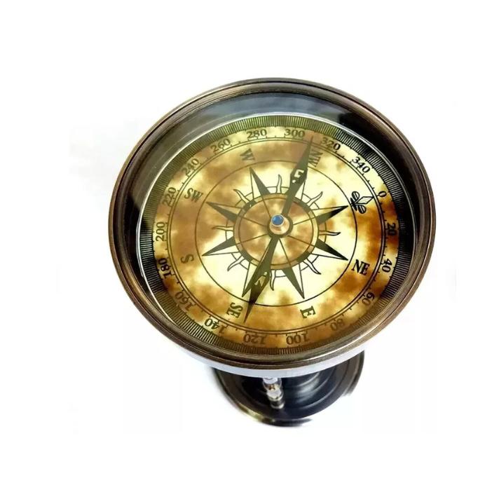 Antique Nautical Solid Brass Sand Timer Hourglass With Maritime Compass Both End