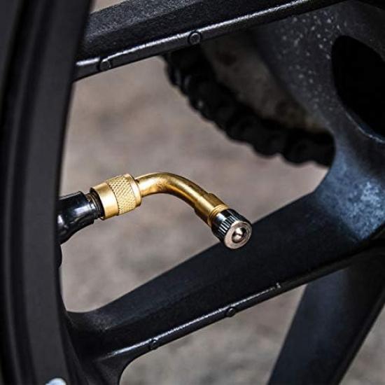 Mudder 2 Pieces 8.25 Inch Flexible Tire Valve Extension Adaptor And 2 Pieces 90 Degree Tyre Valve Extension Adaptor For Universal RV Cars Truck