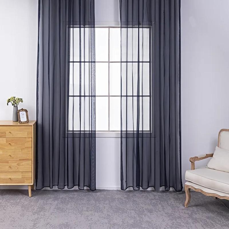 1pcs Beautiful Home Decoration Curtain Translucent Solid Color Gauze Curtains Gorgeous Hotel Living Room Decor Window Blind