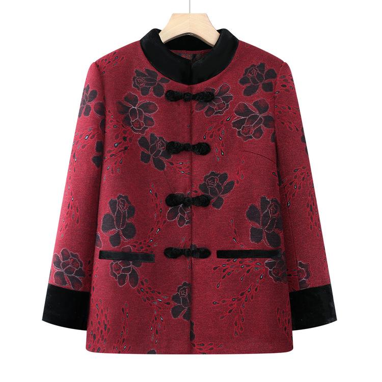 

Older Winter Clothes for Women Grandmas, Plus Velvet Thickened New Coat, 70-year-old Old Lady Celebrates Her Birthday, Winter Tang Suit Top 5XL
