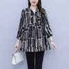 2024 Spring/Summer Chic Chiffon Shirt - Plus Size, Loose Fit, Three-Quarter Sleeves for Middle-Aged Women
