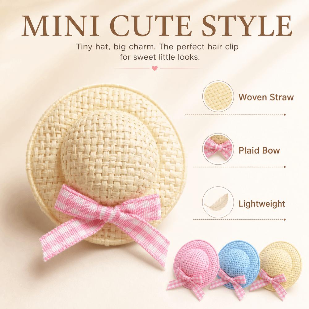 Handmade Straw Hat Hair Clip Duckbill Shape Side Hair Clip Fashion Hair Accessories  Party
