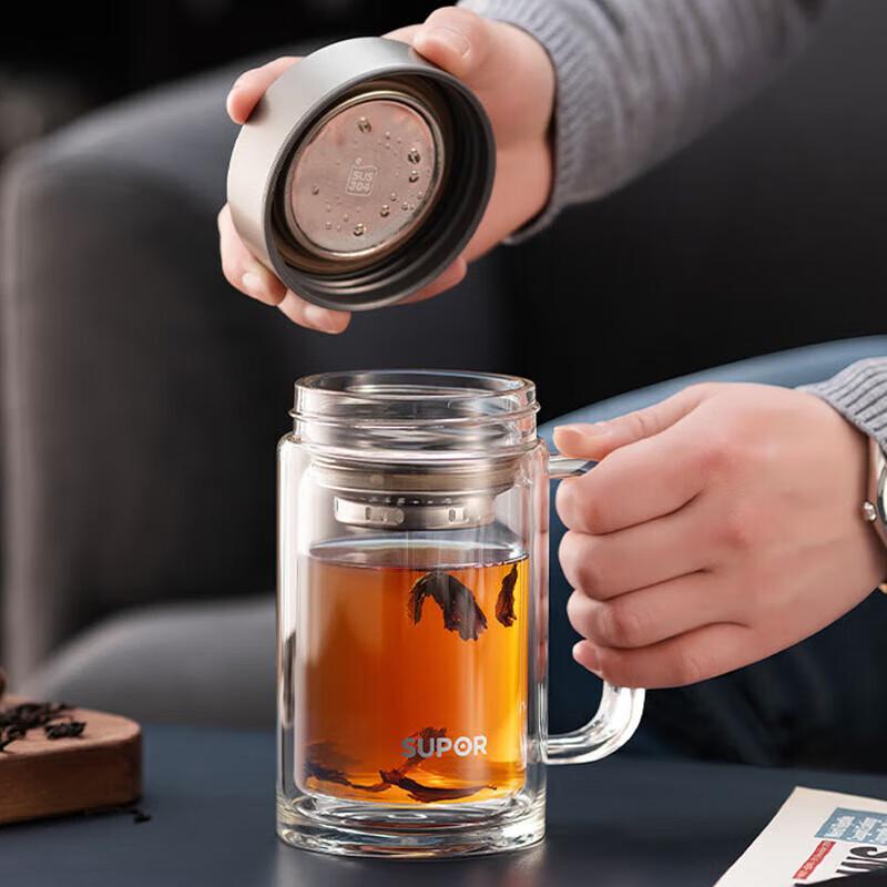 SUPOR Jednoduchá série Žáruvzdorný Dvouvrstvý Skleněný Kancelářský Hrnek