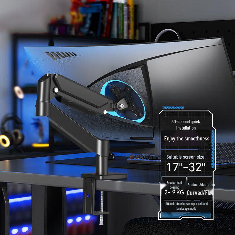 Pneumatic Monitor Stand with Rotating Arm and Adjustable Height