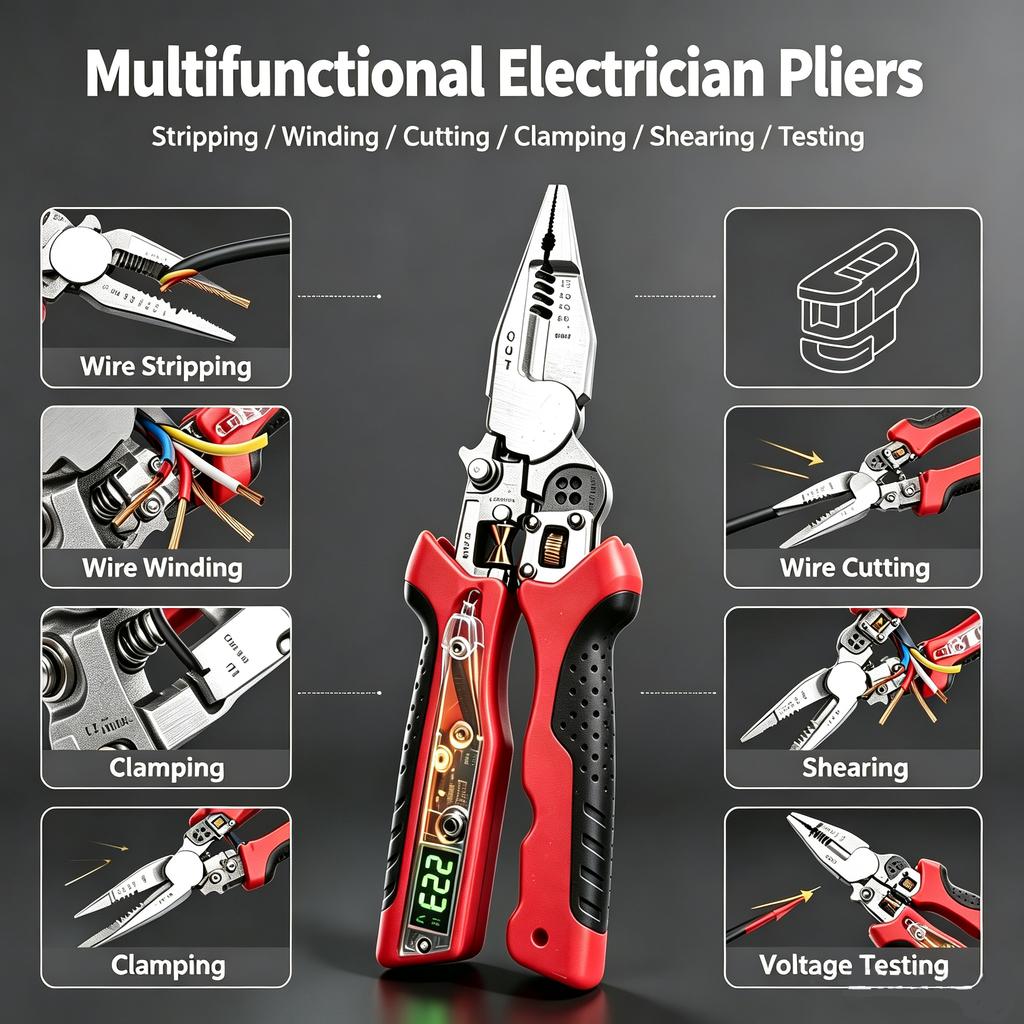 New Adjustable Wire Stripper with USB Charging & Accurate Voltage Detection, Professional Electrician Tool for Wire Stripping‑Cu
