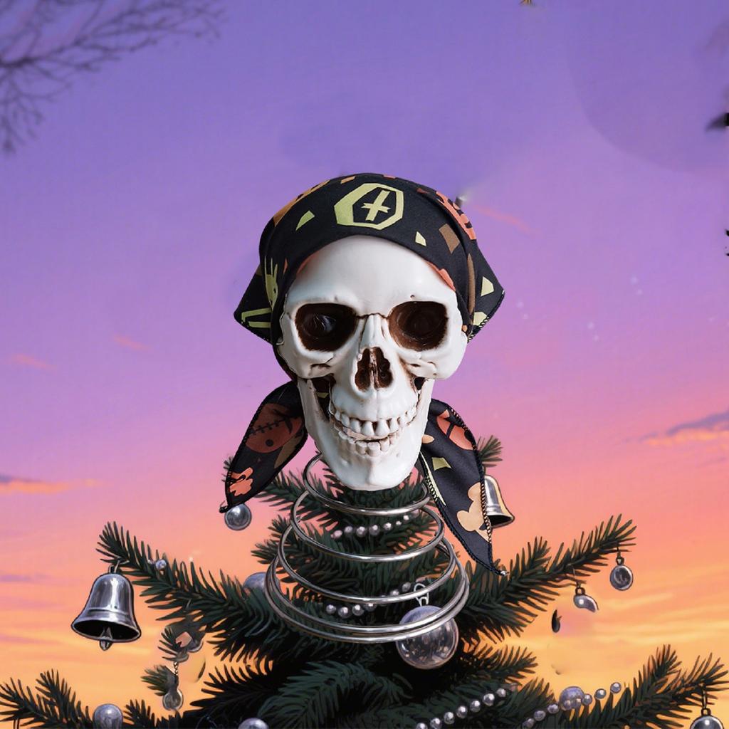 Gothic Spring Skulls Tree Top Decoration With Halloween Party Decoration And Festive Desktop Decoration
