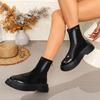 Winter Elegant Solid Color Round Toe Sexy Thick Soled Work Boots Fashionable New Comfortable Non Slip Women'S Short Boots