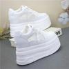 Fashion 12CM Air Mesh Microfiber Leather Autumn Vulcanize Fashion Women Chunky Sneakers Mixed Color Platform Wedge Causal Shoes