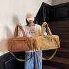 Protable Corduroy Shoulder Bag Lightweight Large Capacity Tote Luggage Bag Crossbody Bag