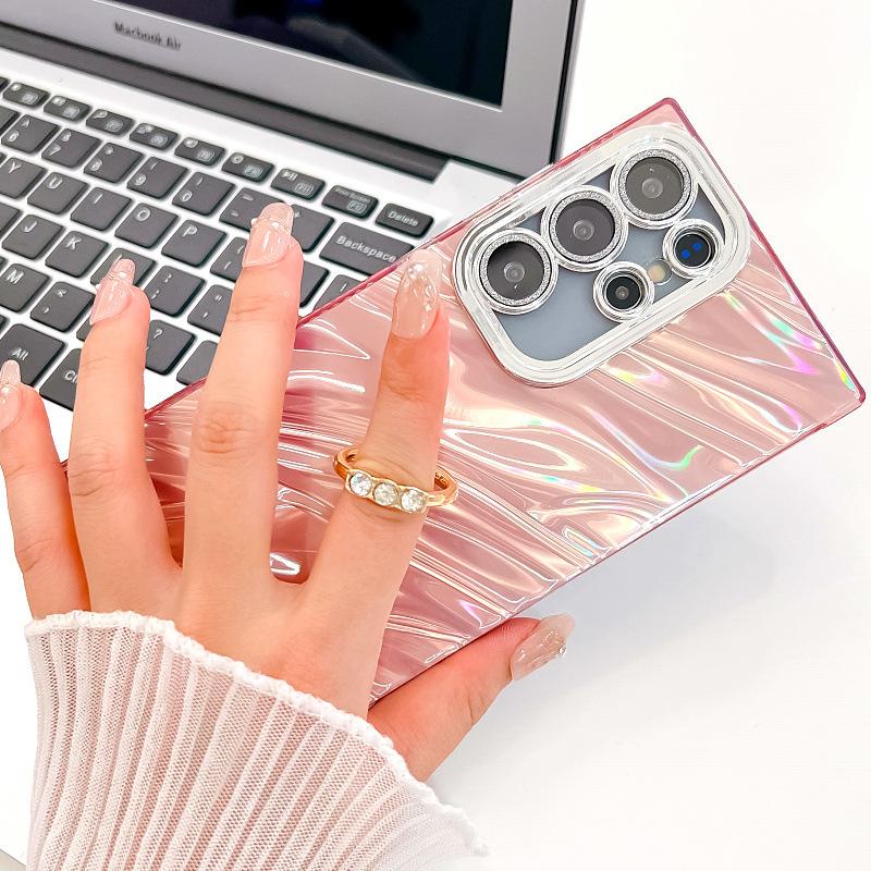 Galvanisieren Blitzpulver Linsenfolie Samsung S25 Ultra Handyhülle Wasserwellen A16 Ringhalterung A36