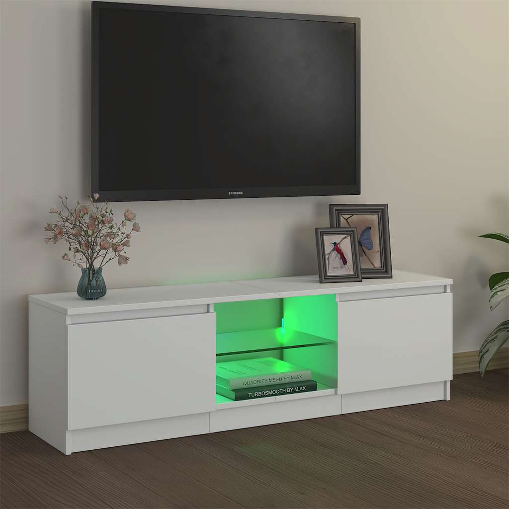 Λευκό Έπιπλο Τηλεόρασης με Φώτα LED 120 x 30 x 36 εκ.