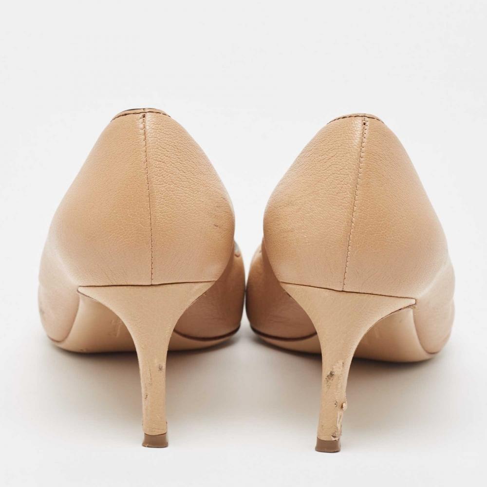 Salvatore Ferragamo Beige Leather Double Bow Pumps Beige