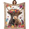 Highland Cow Pattern Decorative Throw Blanket for Sofa, Bed, Home Decor, Living Room, Office, Travel, and Gift