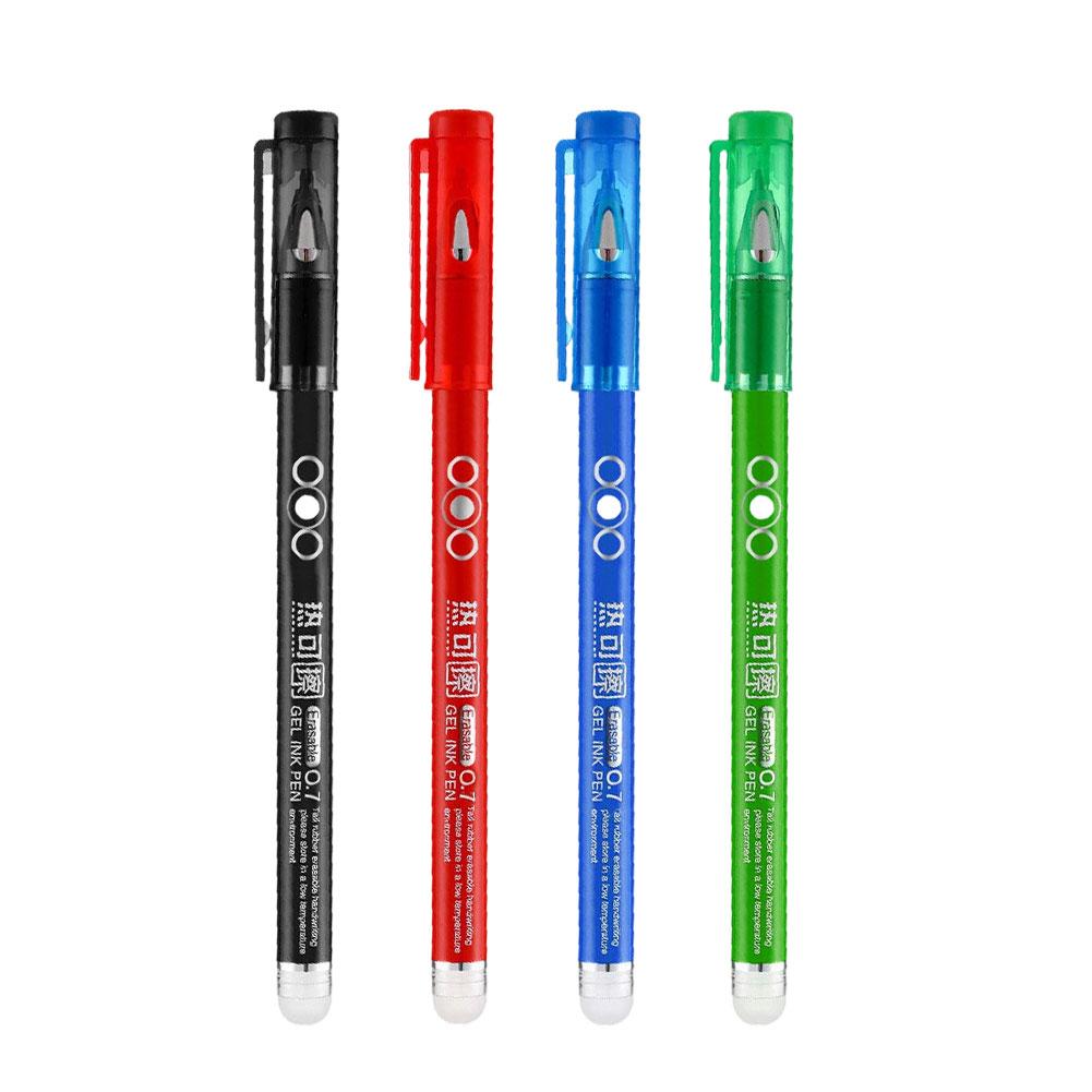 

4PCS Colored Heat Sensitive Erasable Gel Pen, 0.7MM Heat Erasable Pens, Bullet Nib, Smooth Writing, Black Blue Red Green Ink