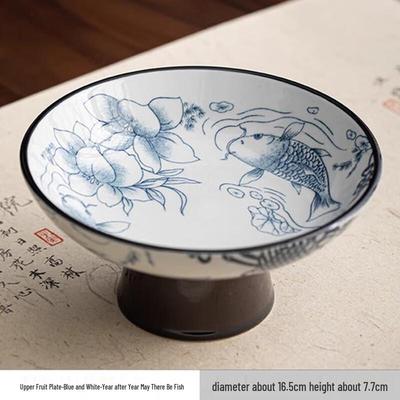 Chinese Ceramic High-Footed Snack Plate