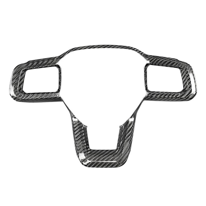 Real Carbon Fiber Interior Car Steering Wheel Button Frame Panel Cover Trim Accessories For Ford Mustang 2024+-T61C