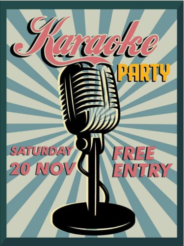 Karaoke Party Free Entry Vintage Retro Metal SignAluminum 20x30cm(7.8x11.8inch)
