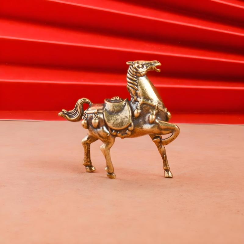 Brass War Horse Small Ornament Home Desktop Decoration Retro Pure Copper Horse Crafts Copper Figurines Enthusiasts Collect