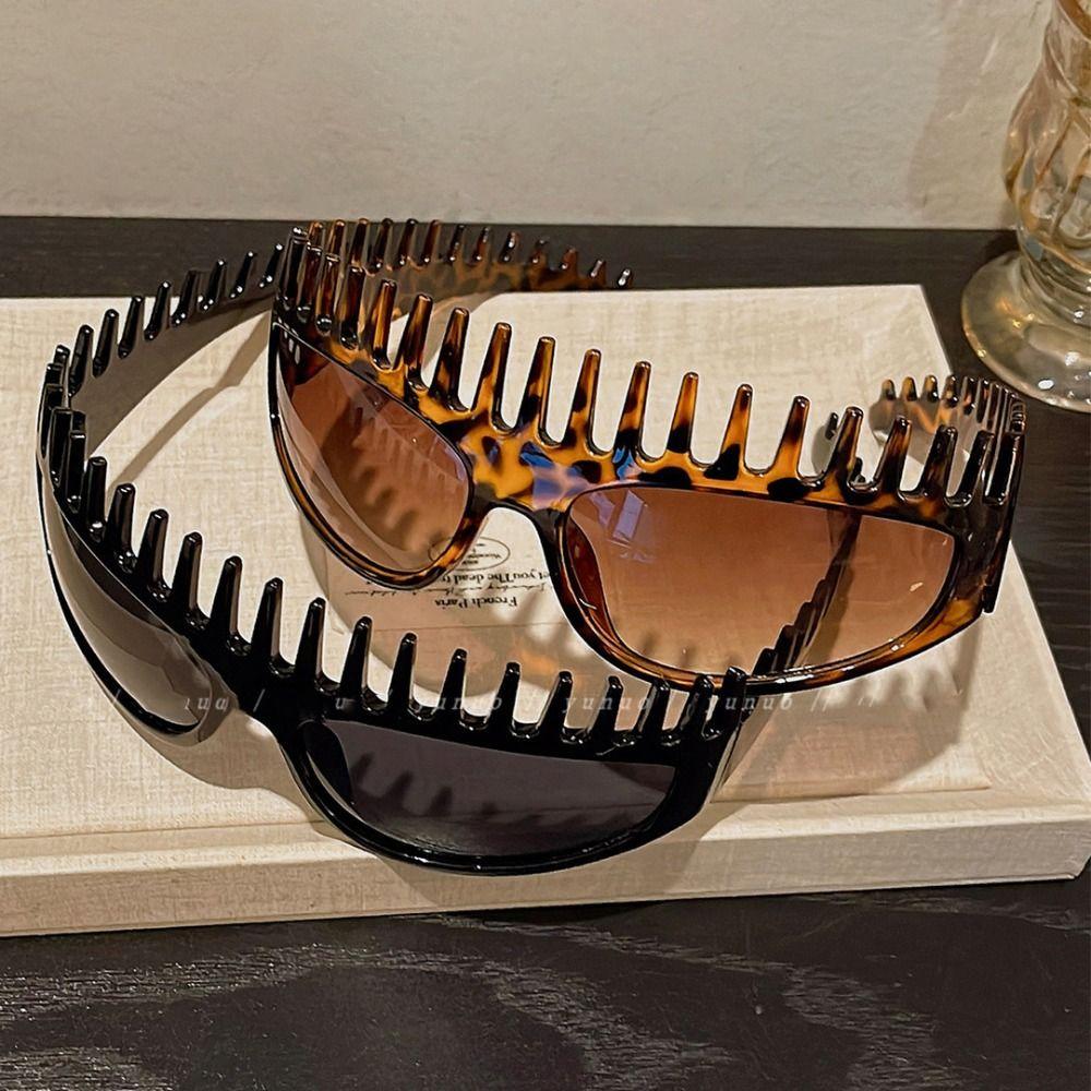 Comb Shaped Glasses Hair Band Leopard Print Summer Sunglasses  Female Hair Accessories