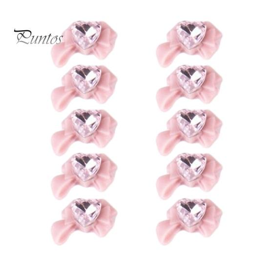 10 ks DIY dekorace na nehty 3D umělý křišťál srdce na růžové mašličce Kamínky na nehty kamínky na telefon Pouzdro na telefon Dekorace Příslušenství Potřeby na manikúru